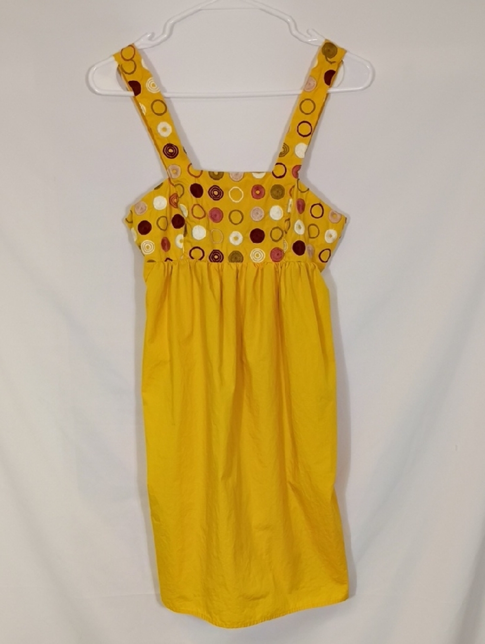 EUC Featherbone Yellow Circle-Print Cotton Sundress Women's Size XS Summer